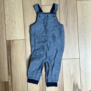 Janie and Jack Chambray Blue Overall Romper Size 6-12 Months Blue